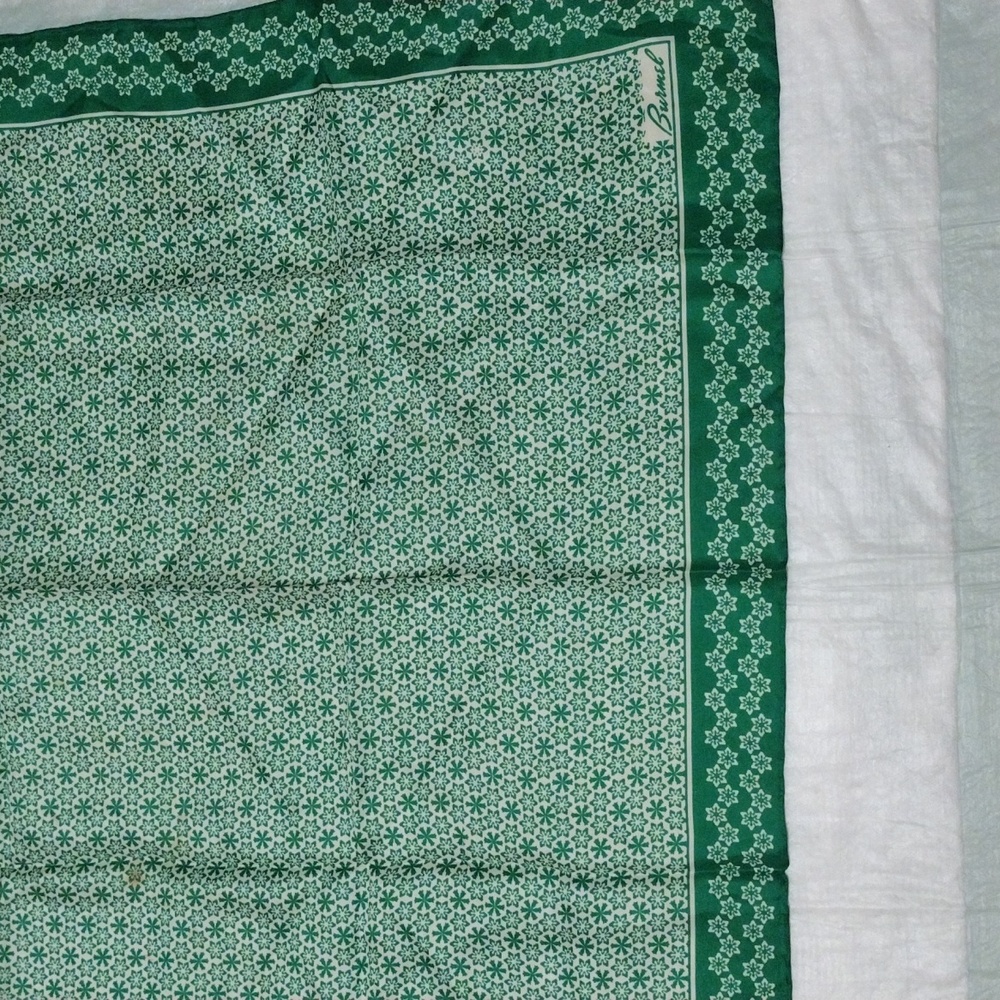 Cool green 21" square Burmel vintage scarf